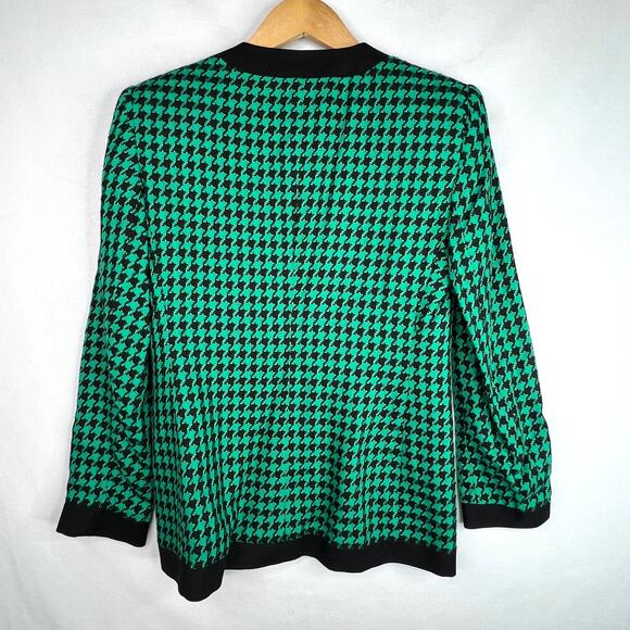 Vintage Saville Petites Teal Houndstooth Blazer 2P - Picture 3 of 11